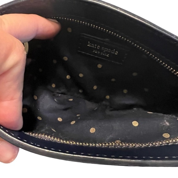 KATE SPADE Navy Perforated Clutch / Cosmetic Bag w/ Strap— multi use - Picture 5 of 6